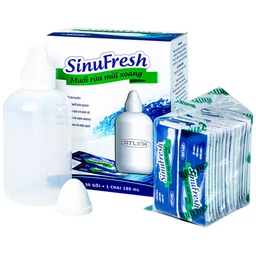 Muối rửa mũi xoang Sinufresh Cát Linh (30 gói và 1 chai 180ml) giúp làm sạch, giảm ngạt mũi, sổ mũi