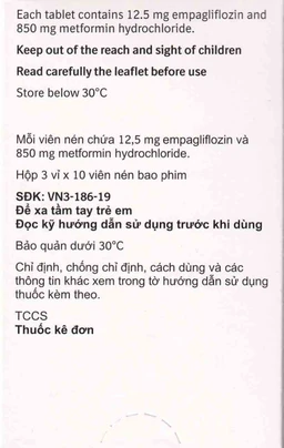 Thuốc Jardiance Duo 12.5mg/850mg Boehringer điều trị tiểu đường típ 2 (3 vỉ x 10 viên)