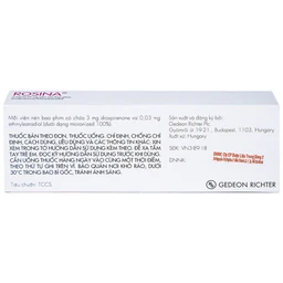 Thuốc Rosina 3mg/0.03mg Gedeon dùng để tránh thai (1 vỉ x 21 viên)
