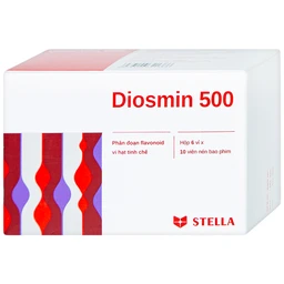 Thuốc Diosmin 500 Stella điều trị triệu chứng liên quan đến suy tĩnh mạch - mạch bạch huyết (6 vỉ x 10 viên)