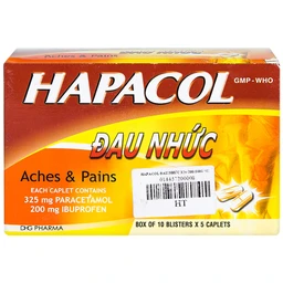 Thuốc Hapacol Đau Nhức DHG giảm đau, kháng viêm (10 vỉ x 5 viên)