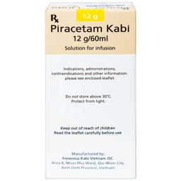 Dịch truyền Piracetam Kabi 12g/60ml Fresenius Kabi điều trị triệu chứng chóng mặt (60ml)