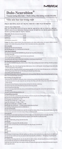 Thuốc Dolo-Neurobion Merck giảm đau khớp, phong thấp (5 vỉ x 10 viên)