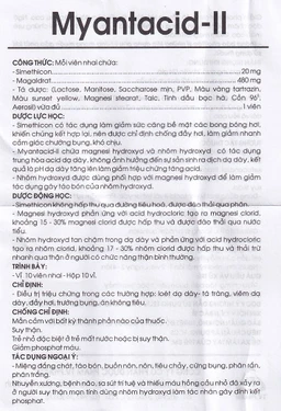 Viên nhai Myantacid-II TV.Pharm điều trị loét dạ dày - tá tràng, viêm dạ dày (10 vỉ x 10 viên) 