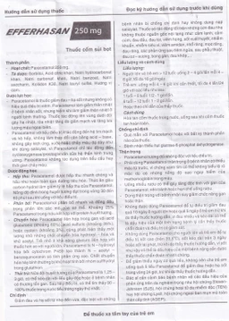 Bột sủi EfferHasan 250mg giảm đau, hạ sốt (30 gói)
