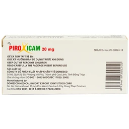Viên nén Piroxicam 20mg Domesco giảm triệu chứng viêm khớp dạng thấp (3 vỉ x 10 viên)