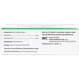 Viên nén Pecrandil 5 Hataphar ngăn ngừa và điều trị lâu dài đau thắt ngực (6 vỉ x 10 viên)