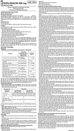 Thuốc Levofloxacin 500mg Imexpharm điều trị viêm phổi, viêm tuyến tiền liệt, viêm thận (1 vỉ x 10 viên)