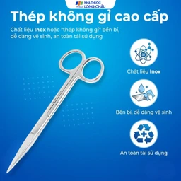 Kéo thẳng 2 đầu nhọn size 16cm dùng cắt gòn thay băng cho bệnh nhân 4