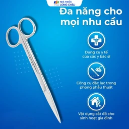 Kéo thẳng 2 đầu nhọn size 16cm dùng cắt gòn thay băng cho bệnh nhân 5