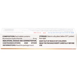 Thuốc Bromhexin 8mg Domesco điều trị rối loạn tiết dịch phế quản trong viêm phế quản cấp tính (3 vỉ x 10 viên)