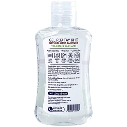 Gel rửa tay khô Natural Hand Sanitizer trà xanh và sả chanh làm sạch tay, khử mùi, dưỡng ẩm (100ml)