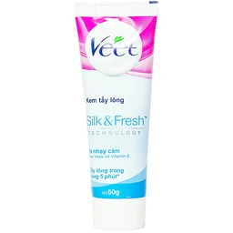 Kem tẩy lông Veet Silk & Fresh Aloe Vera & Vitamin E cho da nhạy cảm (50g)