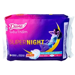 Băng vệ sinh ban đêm Diana Siêu Thấm Super Night thấm nhanh gấp 3 lần (4 miếng)