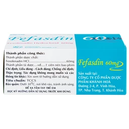 Thuốc Fefasdin 60 Khapharco điều trị viêm mũi dị ứng, mày đay mạn tính vô căn (10 vỉ x 10 viên)