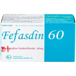 Thuốc Fefasdin 60 Khapharco điều trị viêm mũi dị ứng, mày đay mạn tính vô căn (10 vỉ x 10 viên)