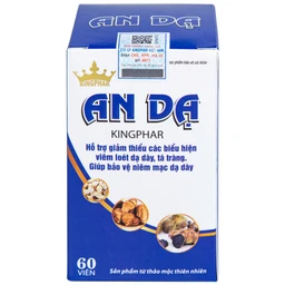 Viên uống hỗ trợ giảm axit dịch vị, giảm viêm loét dạ dày, tá tràng An Dạ Kingphar (60 viên)