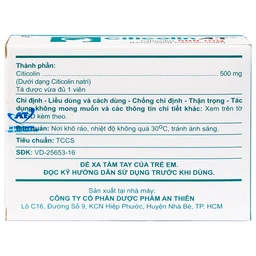 Thuốc Citicolin A.T điều trị cho bệnh nhân bị chấn thương sọ não nặng (3 vỉ x 10 viên)