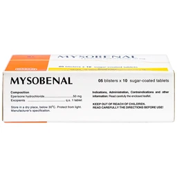 Viên nén Mysobenal 50mg Hasan cải thiện triệu chứng tăng trương lực cơ (5 vỉ x 10 viên)