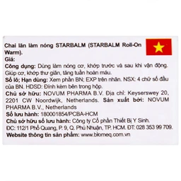 Chai lăn làm nóng Starbalm Roll-on Warm 75ml giúp làm nóng cơ, khớp trước và sau khi vận động