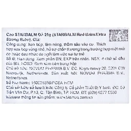 Cao xoa giảm đau Starbalm đỏ 25g hỗ trợ làm nóng, giảm mỏi cơ, chấn thương