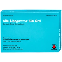 Thuốc Alfa-Lipogamma 600 Oral Worwag hỗ trợ điều trị đa thần kinh đái tháo đường (3 vỉ x 10 viên)