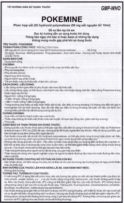 Dung dịch uống Pokemine 50mg Medisun bổ sung sắt cho bệnh nhân thiếu máu (20 ống x 10ml)