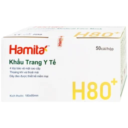 Khẩu trang 4 lớp than hoạt tính Hamita H80+ màu xám (50 cái) ngăn khói bụi, vi khuẩn và giọt bắn