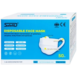 Khẩu trang 4 lớp Safefit màu xanh (50 cái) ngăn khói bụi, vi khuẩn