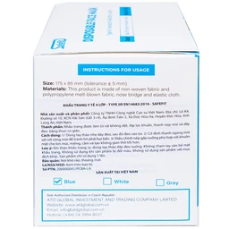 Khẩu trang 4 lớp Safefit màu xanh (50 cái) ngăn khói bụi, vi khuẩn