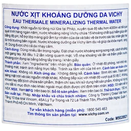 Xịt khoáng Vichy Eau Thermale Mineralizing Thermal Water cung cấp độ ẩm, làm dịu da (150ml)