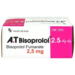 Thuốc A.T Bisoprolol 2.5mg An Thiên điều trị suy tim mạn tính ổn định (10 vỉ x 10 viên)