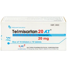 Thuốc Telmisartan 20 A.T điều trị tăng huyết áp (10 vỉ x 10 viên)