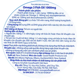 Viên giúp phát triển não bộ Omega 3 Fish Oil 1000mg GoodHealth (150 viên)