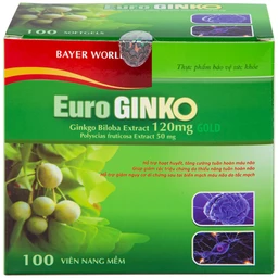 Viên uống hỗ trợ hoạt huyết, tăng cường tuần hoàn máu não Euro Ginko Gold HD Pharma (100 viên)
