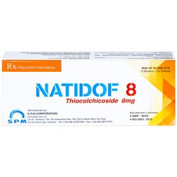 Viên nén Natidof 8 SPM điều trị thoái hóa đốt sống, vẹo cổ, đau lưng (3 vỉ x 10 viên)