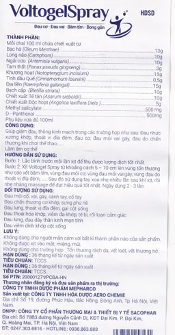 Chai xịt Voltogel Spray 100ml giúp giảm đau, chống viêm, thúc đẩy tuần hoàn máu