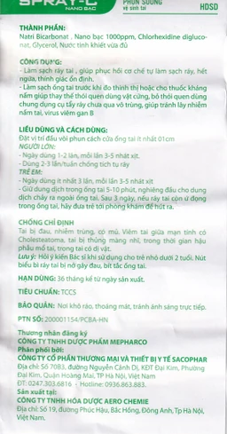 Xịt tai Spray C nano bạc 15ml giúp làm sạch ráy tai