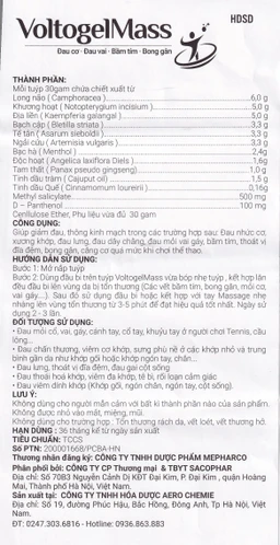 Kem bôi giảm đau Voltogel mass 30g giúp giảm đau cơ, đau vai, bầm tím, bong gân