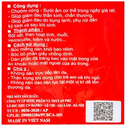 Miếng dán giữ nhiệt Thiên Thanh (10 miếng) dùng để chườm nóng, sưởi ấm trong mùa lạnh