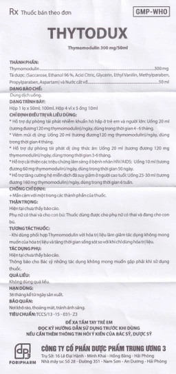 Dung dịch Thytodux hỗ trợ dự phòng tái phát nhiễm khuẩn hô hấp (4 vỉ x 5 ống)