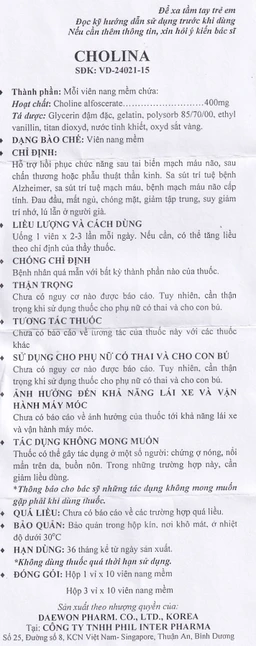 Thuốc Cholina Phil hỗ trợ hồi phục sau tai biến mạch máu não (3 vỉ x 10 viên)
