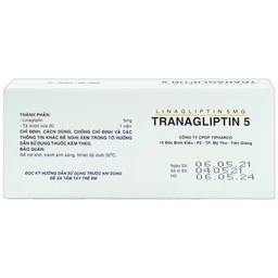 Thuốc Tranagliptin 5 Tipharco điều trị đái tháo đường típ 2 (3 vỉ x 10 viên) 