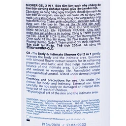 Sữa tắm Corine De Farme Gel Douche Shower Gel dùng cho toàn thân và vùng sinh dục ngoài (250ml)