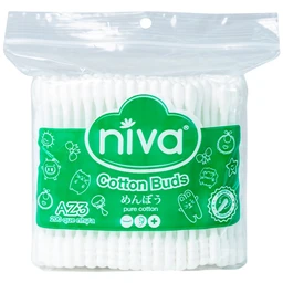 Tăm bông thân nhựa Niva AZ3 túi zip 1 đầu tròn 1 đầu xoắn vệ sinh tai, mũi, vết thương (200 que)