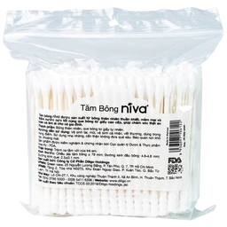 Tăm bông Niva AZP3 Paper Cotton Buds túi Zip 1 đầu tròn 1 đầu xoắn vệ sinh tai, mũi, vết thương (200 que)