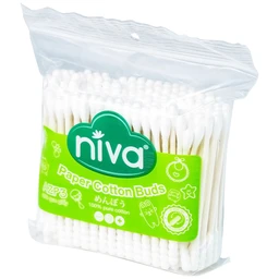 Tăm bông Niva AZP3 Paper Cotton Buds túi Zip 1 đầu tròn 1 đầu xoắn vệ sinh tai, mũi, vết thương (200 que)
