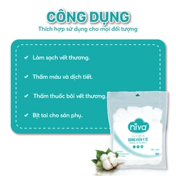 Bông viên Niva Cotton Balls YB1 (50 viên) làm sạch vết thương, thấm máu và dịch tiết 3