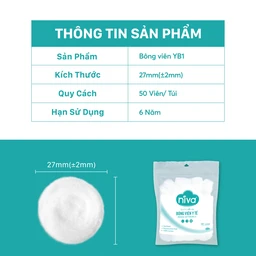 Bông viên Niva Cotton Balls YB1 (50 viên) làm sạch vết thương, thấm máu và dịch tiết 4