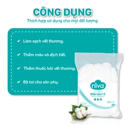 Bông viên Niva Cotton Balls YB2 (100 viên) làm sạch vết thương, thấm máu và dịch tiết 2